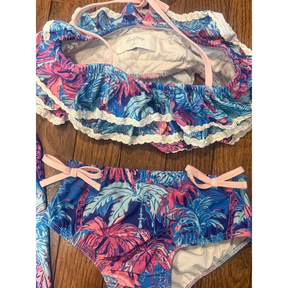 SweetHoney NWT Maxi Dress 3T & Matching Bikini 4T Tropical Palm Bundle - Picture 9 of 12